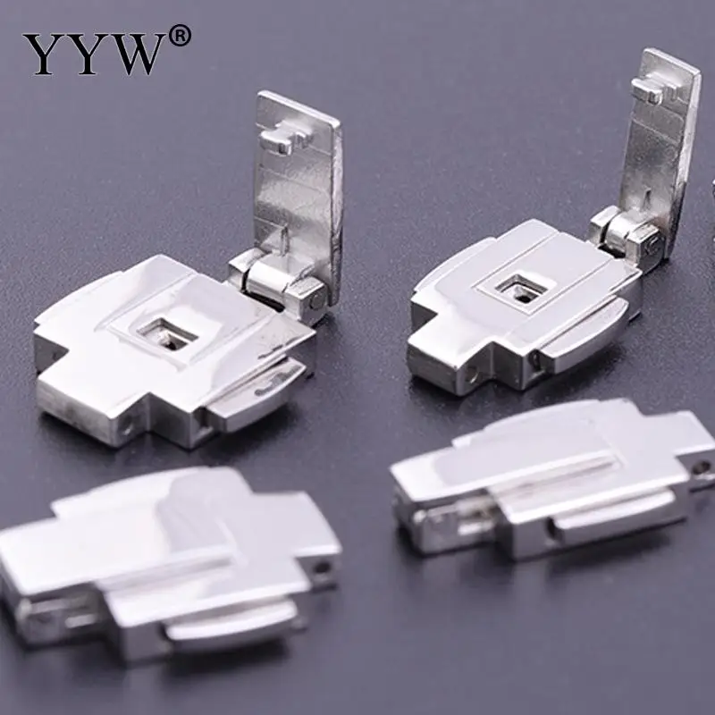 

1PC Rhinestone Original Color Stainless Steel Clasp Fit Bracelets Watch Jewelry Rhodium End Buckle Connector Accessory Findings