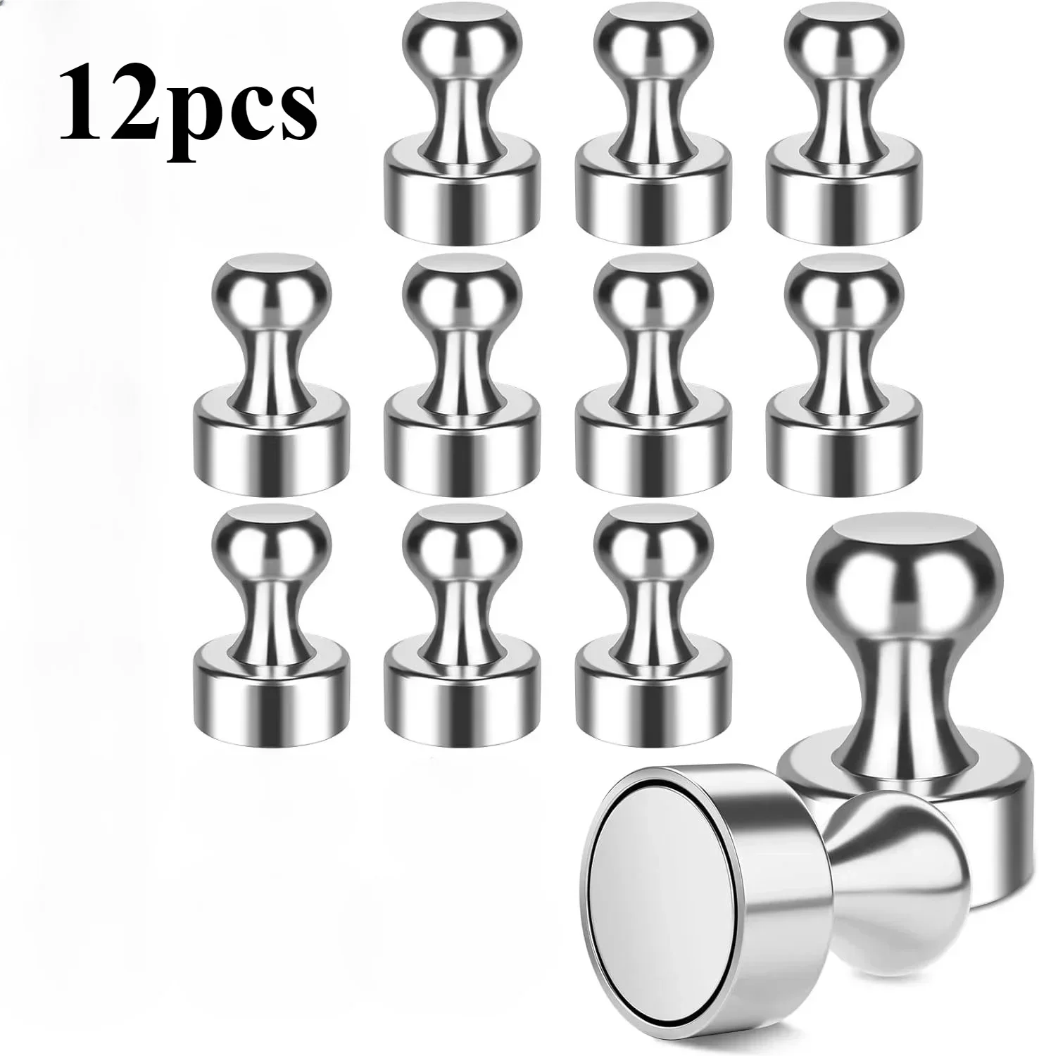 Silver Neodymium Thumbtack Magnets - Super Strong for Fridge and Home Improvement