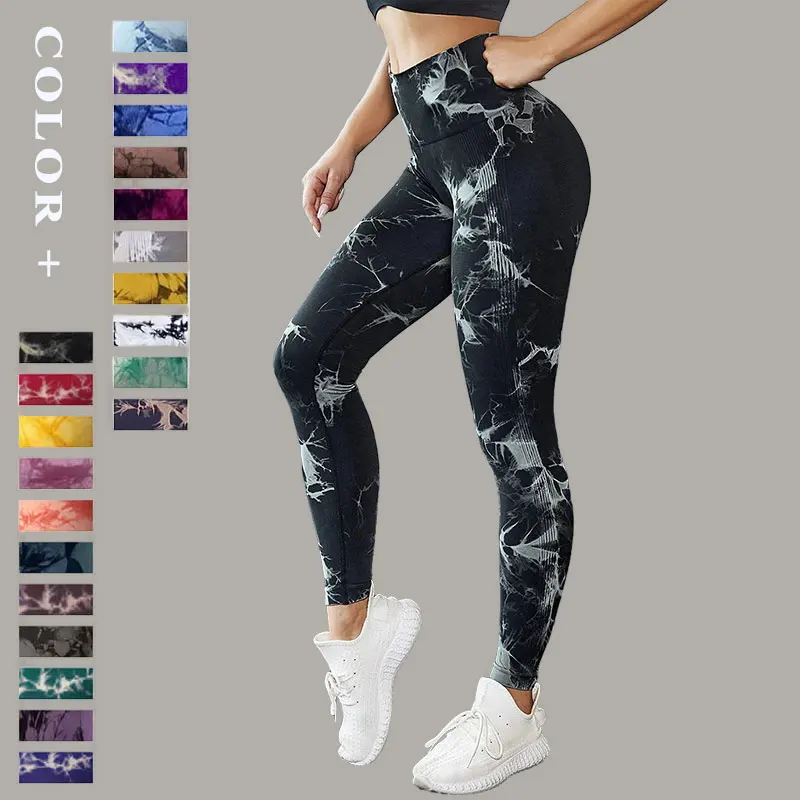 Butt-Lifting Pants Tie-dye Sports Leggings High Waist Tummy Control Yoga Pants Running Fitness Seamless Leggings Gym Wear