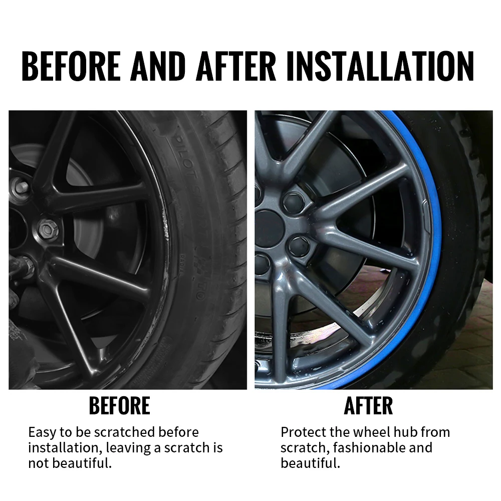 5 Protezioni Per Cerchioni Auto In Gomma Gialla - Antigraffio Per Cambio Pneumatici - Foto 7