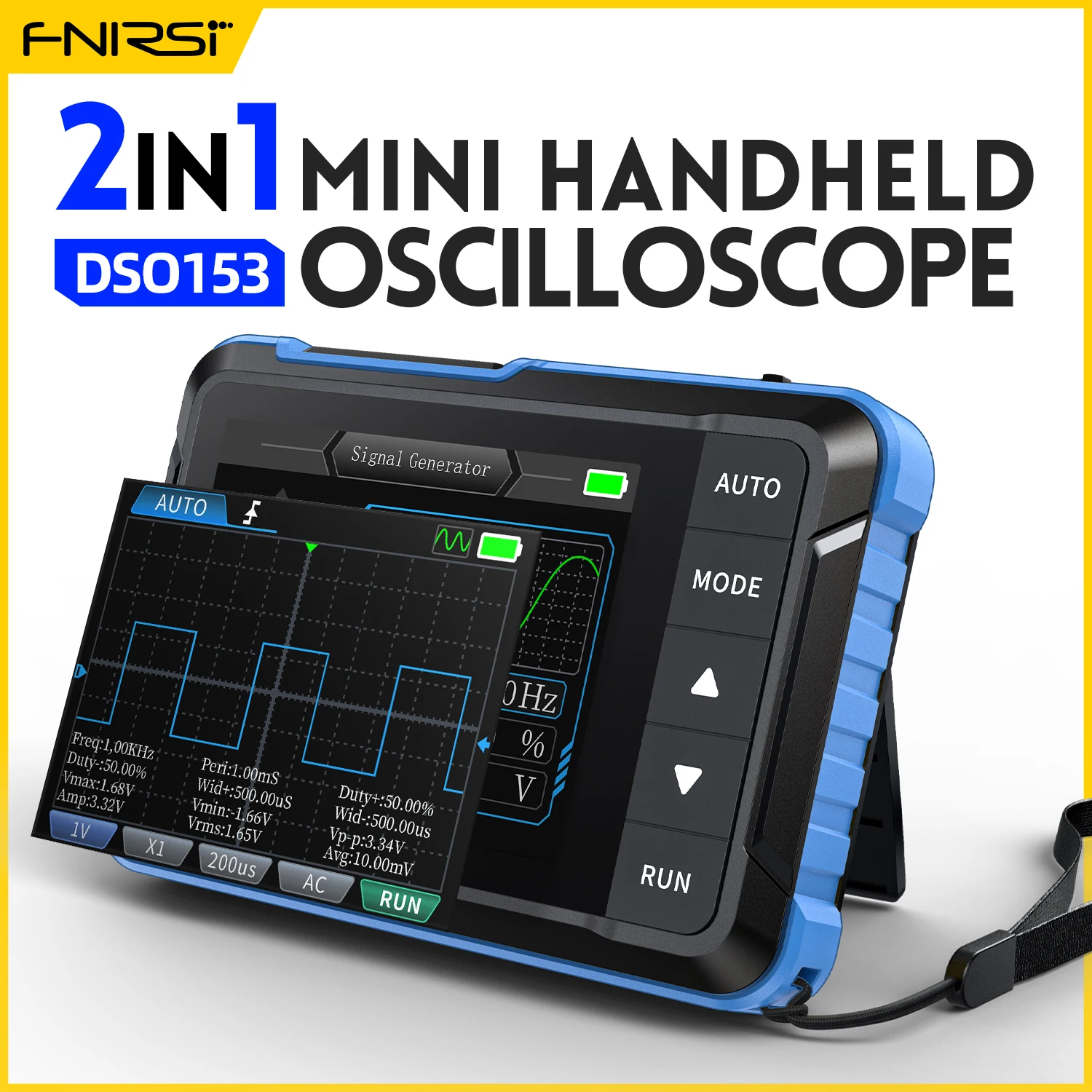 DSO-153 FNIRSI 2-IN-1 Mini 1MHz 5MS/s Digital Oscilloscope Waveform Generator DSO-153 FNIRSI 2-IN-1 Mini 1MHz 5MS/s Digital Oscilloscope Waveform Generator
