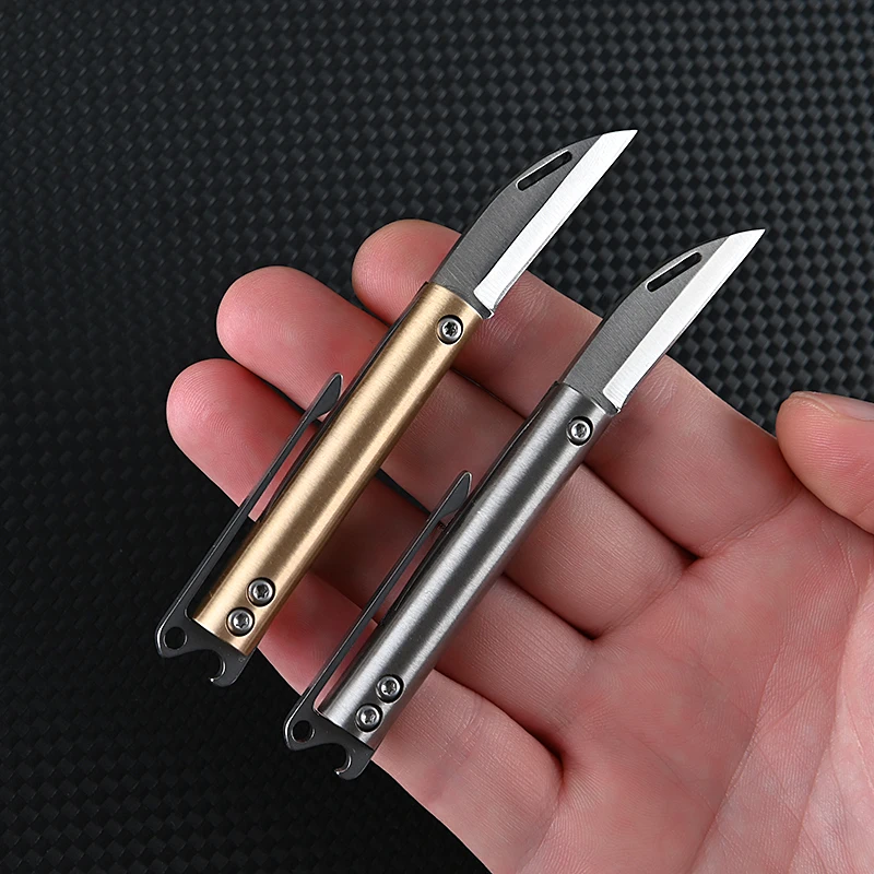 Portable Titanium Alloy Mini Folding Knife Bottle Opener Keychain