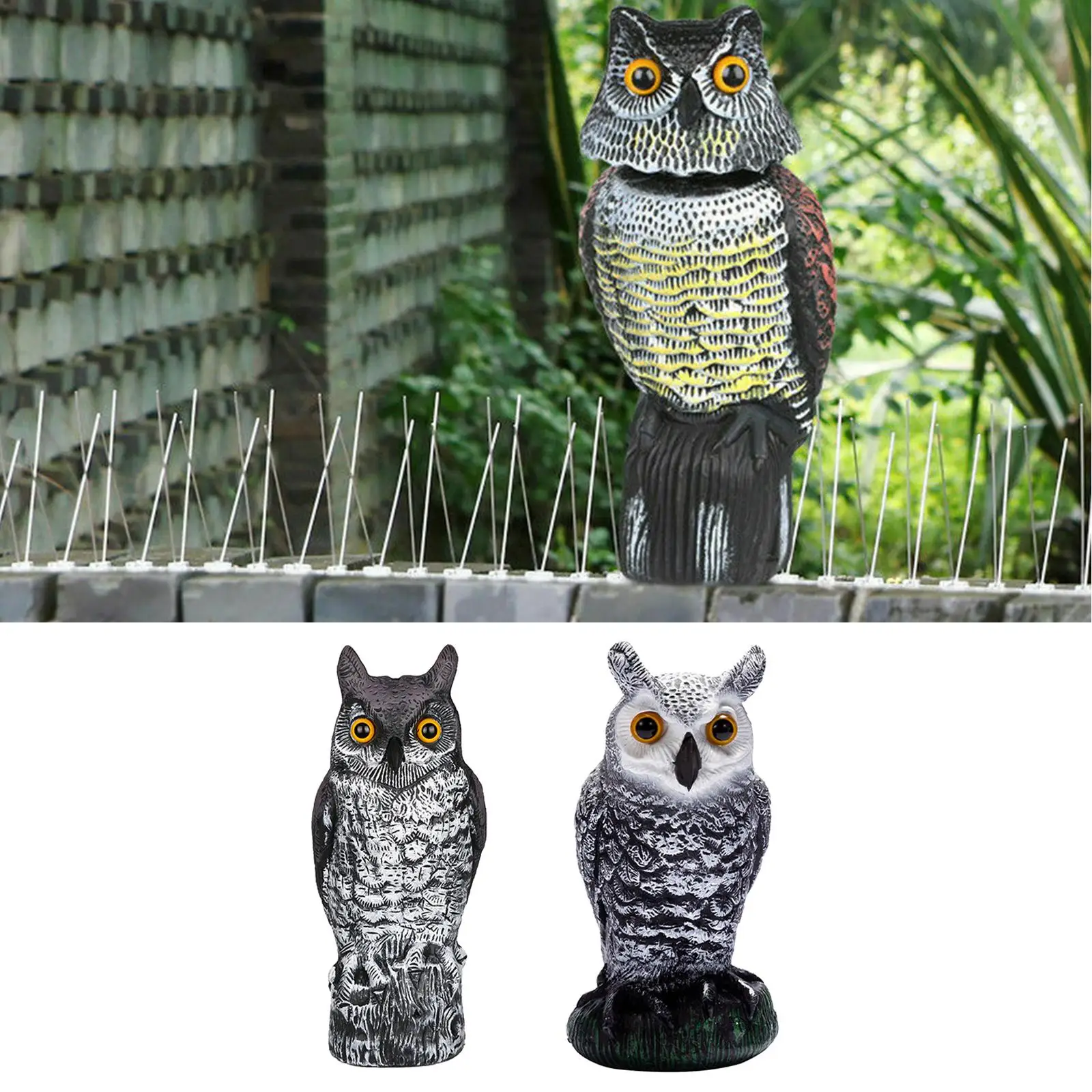 Owl Scarecrow Sculpture Bird Scarecrow Fake Horned Owl Decoy for Garden Yard Outdoor