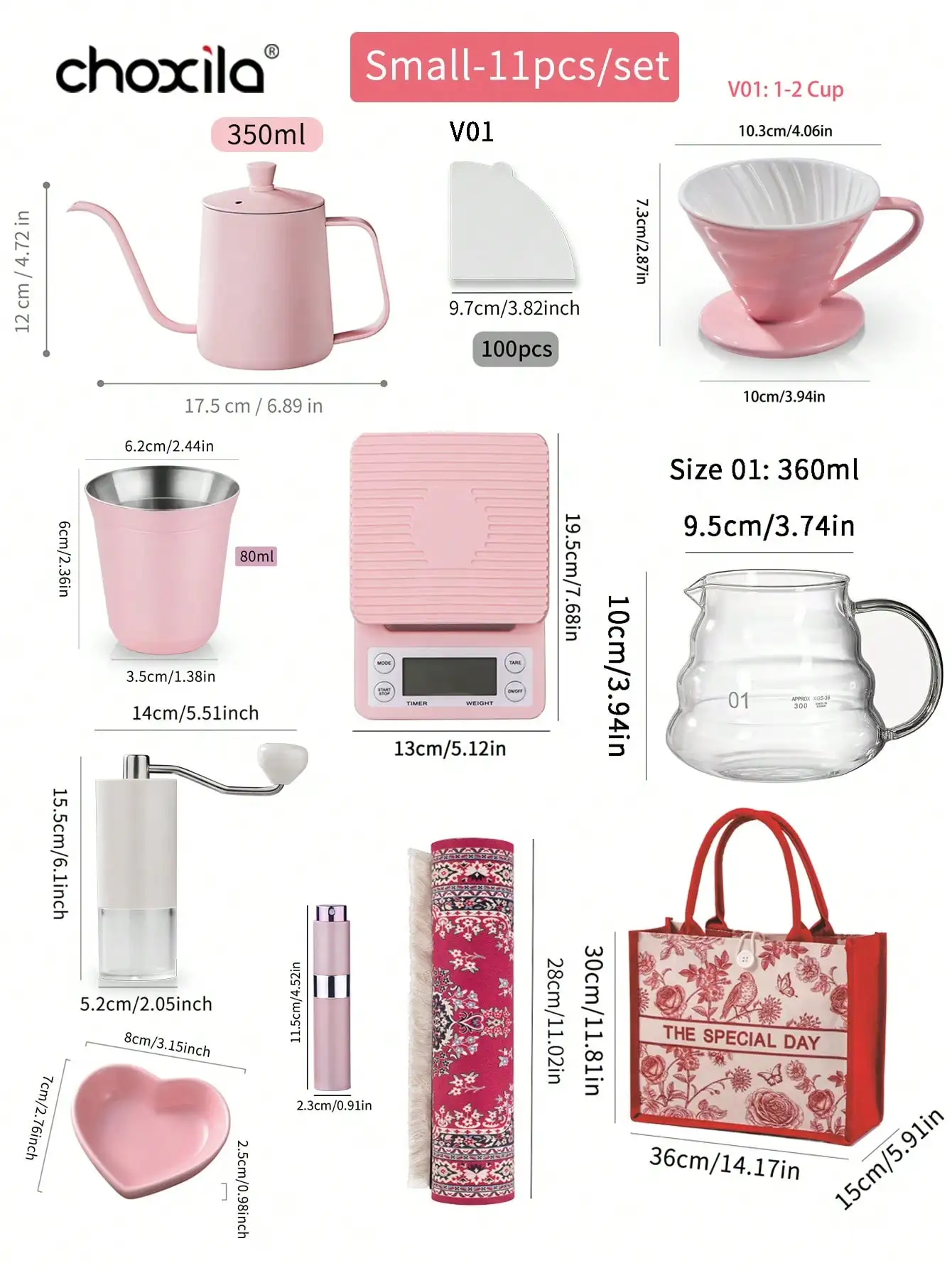 Pink Coffee Maker Set - مجموعة واحدة من أدوات صنع...