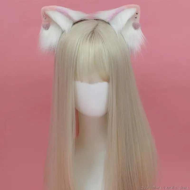 Womens Plush Hair Ornaments Animal Ears Hair Halloween Party Hoops Anime Cosplay Fancy Props