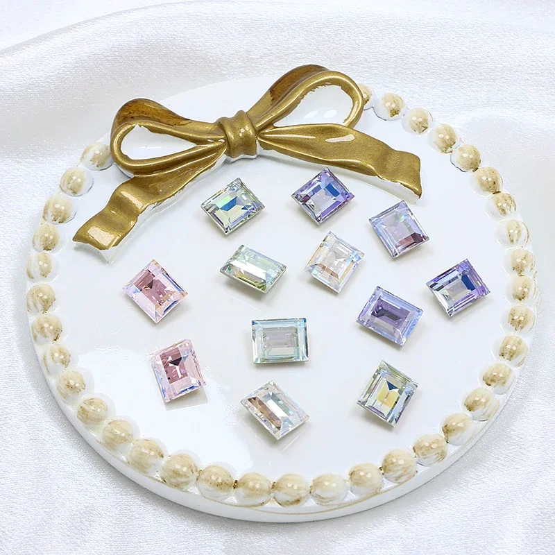 직사각형 모양 K9 크리스탈 멋진 스톤 Pointback 스톤 반짝이 라인 석 DIY 네일 아트 장식 보석 만들기