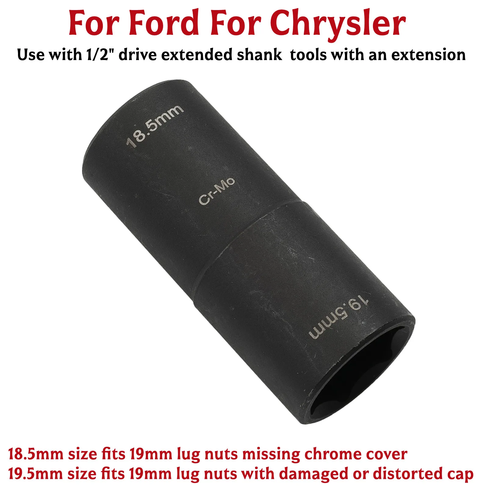 1/2" Drive Lug Nut Flip Socket Set - 5 Piece, Cr-Mo Steel, For Bloated/Damaged Lug Nuts