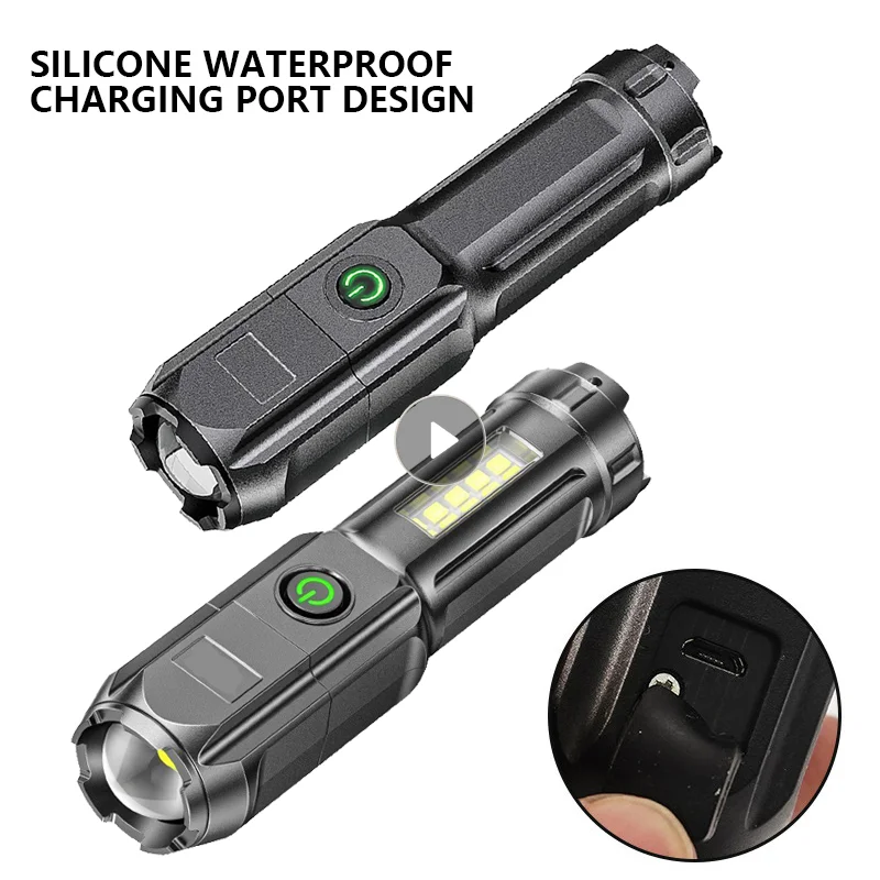 

Flashlight Outdoor Lighting Lamp Telescopic Zoom Strong Light Flashlight USB Charging Small Portable Spotlight Long-Range Flood