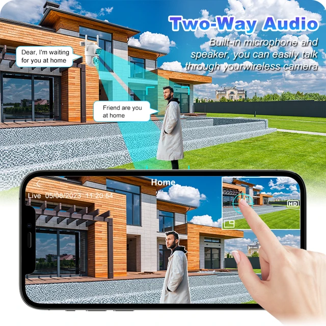8MP 4K Dual Lens with Dual Screen PTZ Wifi Camera Ai Human Detect Auto Tracking Wireless Outdoor Surveillance Camera iCSee App 5