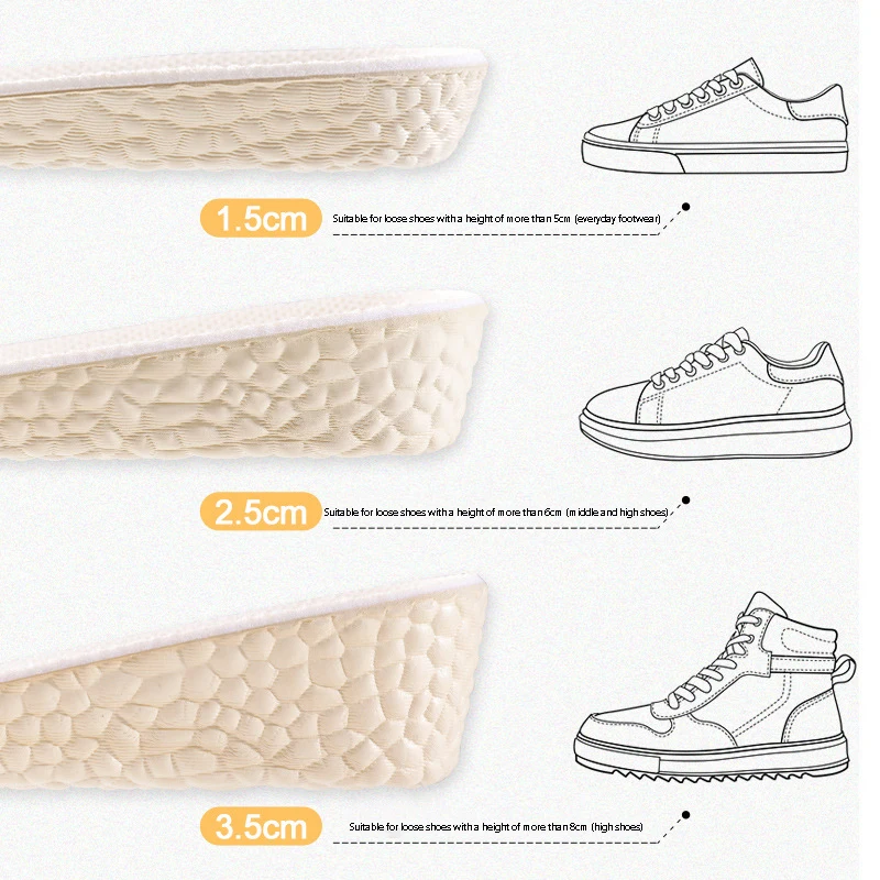 1 paar Atemgevende Onzichtbare Verhoogde Einlegezolen Schoen Pad, Verhoogde Schoeninlagen Verhoogde Schoen 2cm-5cm Schoenpolster (2cm