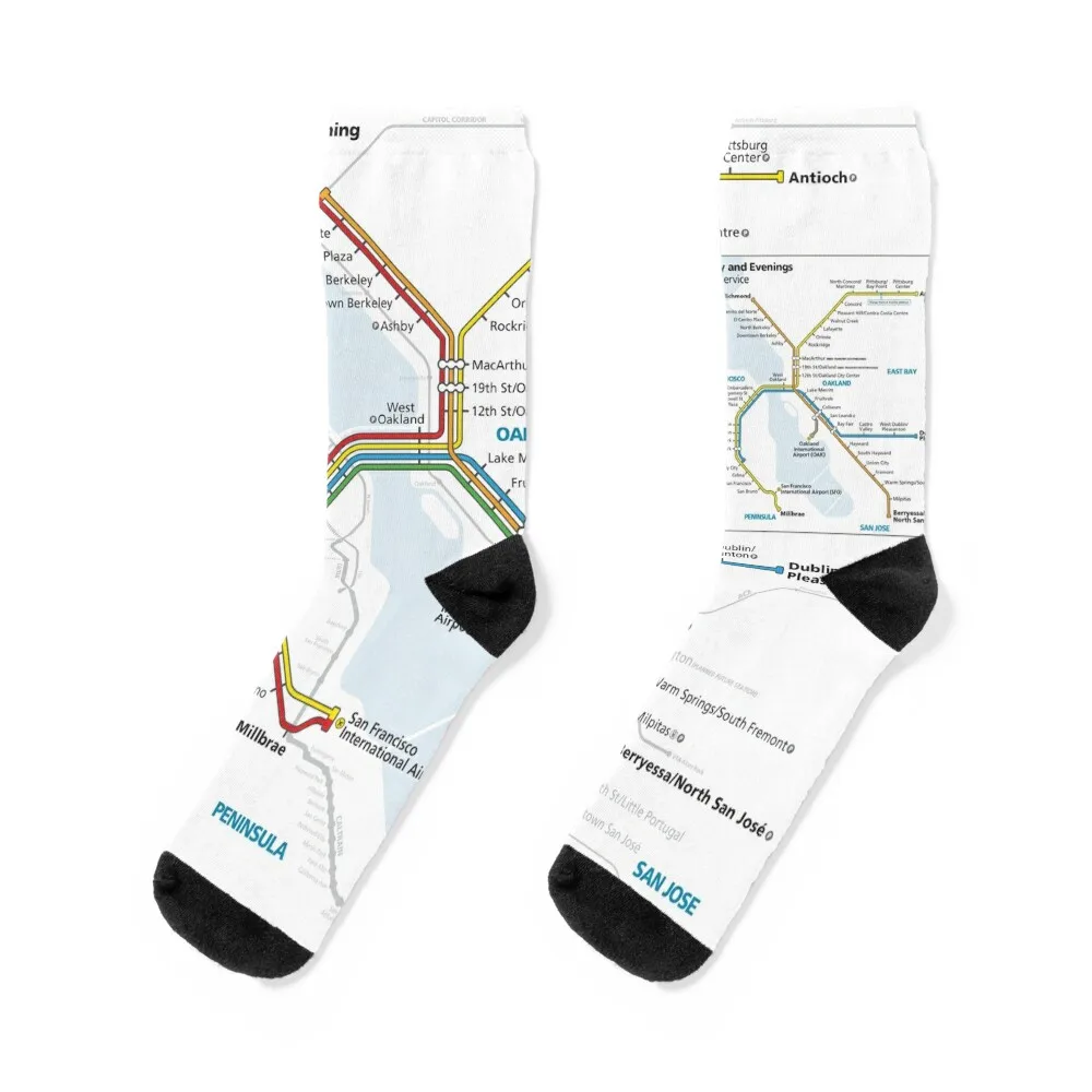 

BART Map - Bay Area Rapid Transit Map 2021 Socks sports stockings set soccer anti-slip floral Men's Socks Luxury Women's
