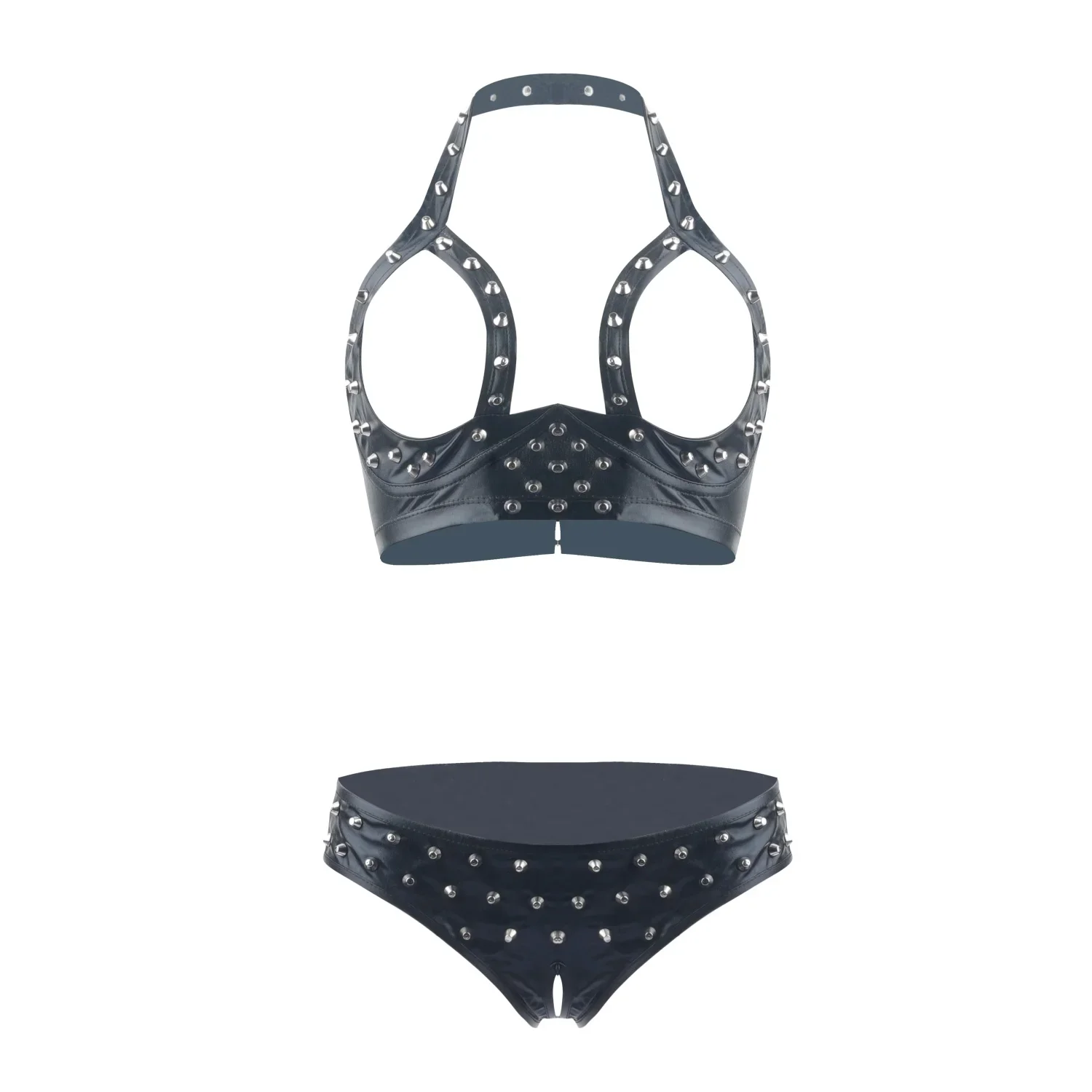 women's-steampunk-rivet-party-club-rave-sport-bra-tops-and-panty-sets