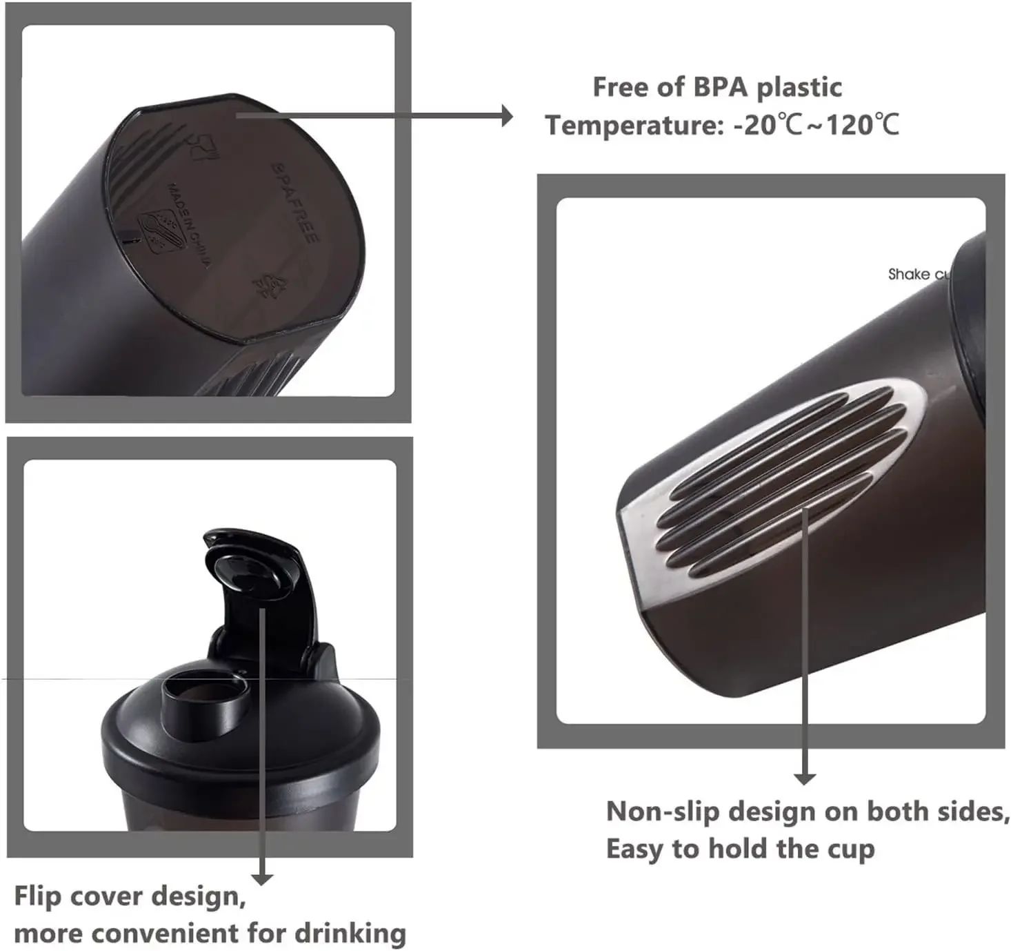 400ML Shaker Bottles Whey Protein Powder Mixer Bottle Sport Water Cups Fitness Gym Shaker Outdoor Portable Plastic Drink Cup