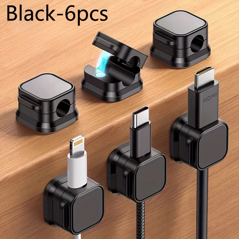 6 Pieces of Cool Magnetic Data Cable Storage Organizer and Charging Cable Holder-Keep Your Desktop Tidy