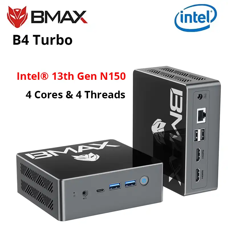BMAX B4 Turbo Twin Lake N150 Mini PC With DDR4 SATA SSD Dual Band