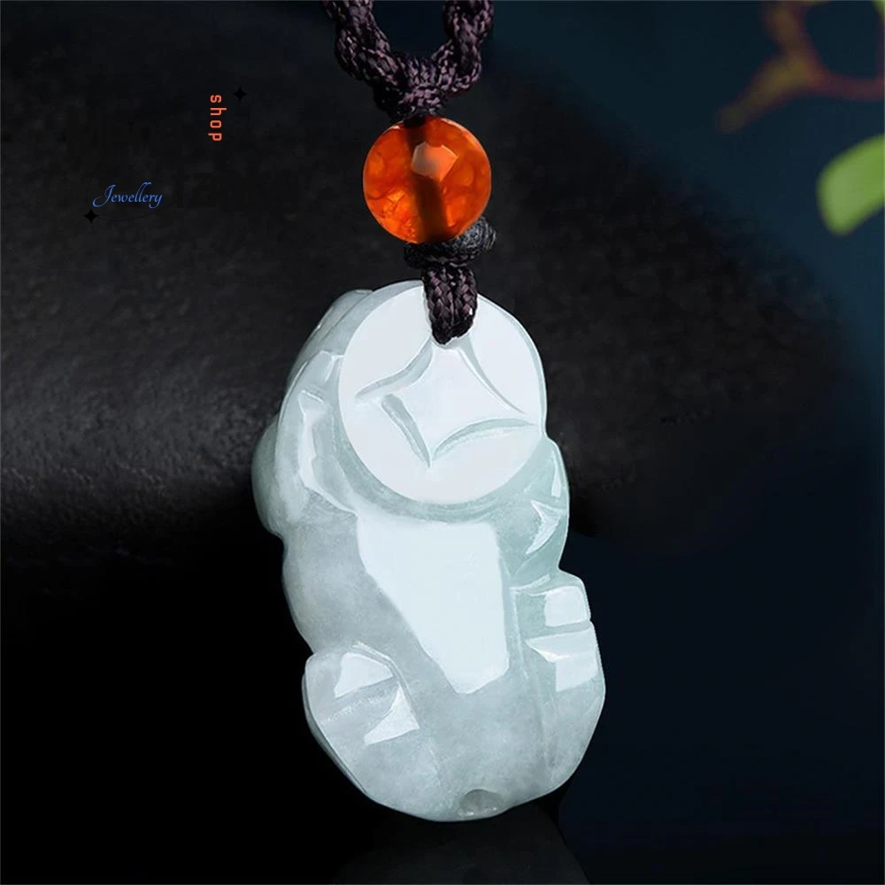 Natural Myanmar A-goods Jadeite Pixiu Fortune Jade Pendant Exquisite Engraver Fashion Jewelry Mascots Holiday Gift