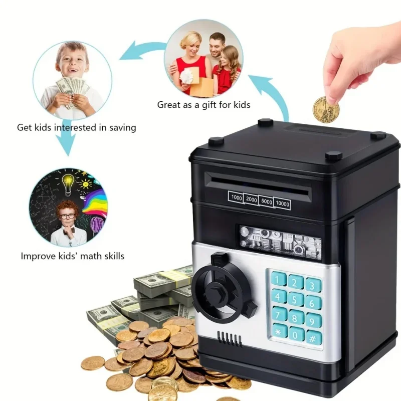 2026 Children's Gift - Mini Piggy Bank With Automatic Electronic Change Compartment, Password Counter & Combination Key_voghion.com