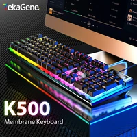 Teclado con cable K500, teclado para juegos de oficina para ordenador Windows e IOS, portátil, teclados de membrana de sensación mecánica de 104 teclas