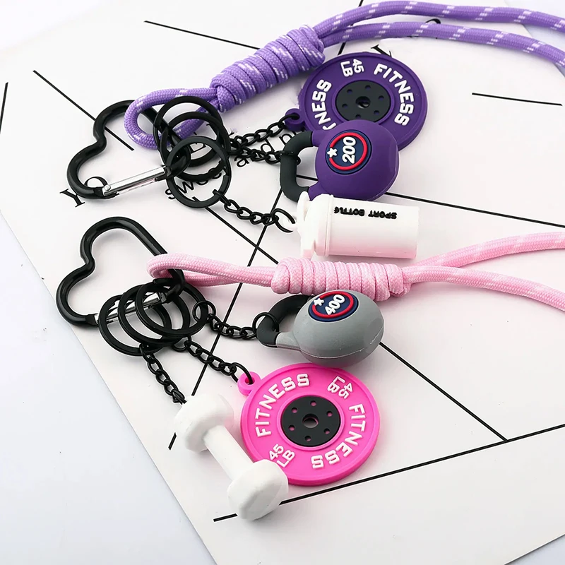 3DMini Dumbbell Fitness Kettle Keychain for Women Fashion Bag Pendant Fitness Enthusiast Bag Car Key Charm Decoration Gift