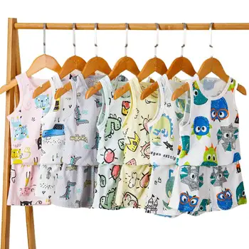 Bambino Ragazzi Vestiti Senza Maniche Indumenti Da Notte Per Bambini Pigiama Per Bambini Gilet Animale Del Fumetto Pigiama per Ragazze Ragazzi Pigiama Estivo Set 1