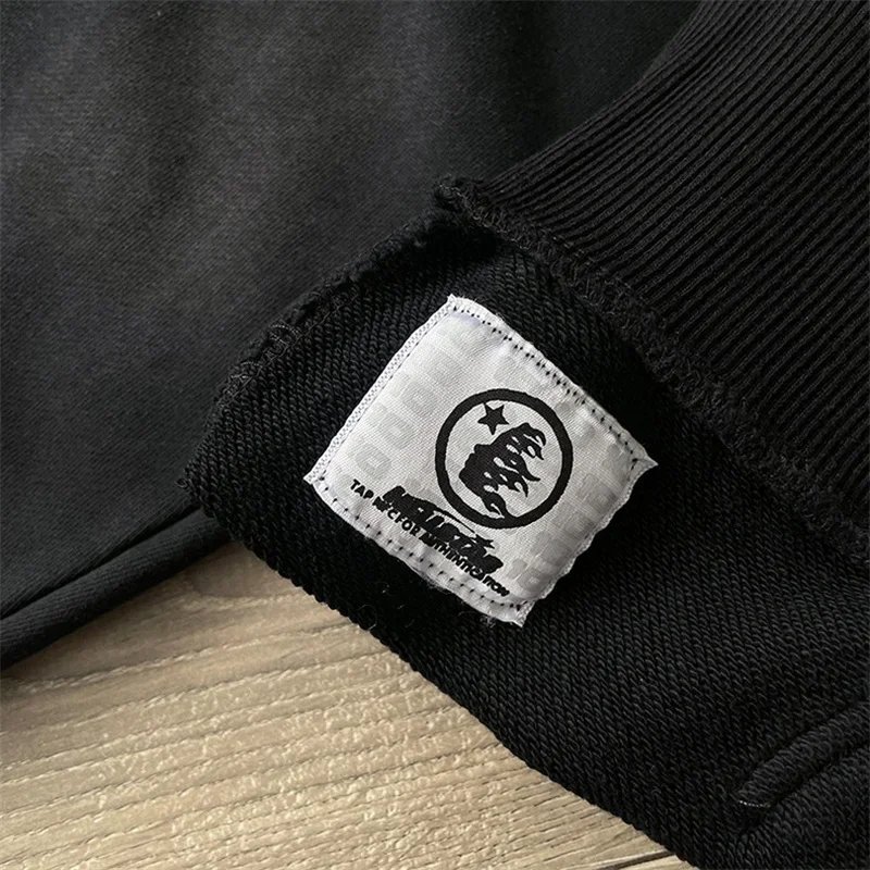 24ss Washed Black HELLSTAR Sports Zip Up Hoodie 1:1 Top Quality Logo Printing Oversized Womens Jacket Men Hooded Pullovers