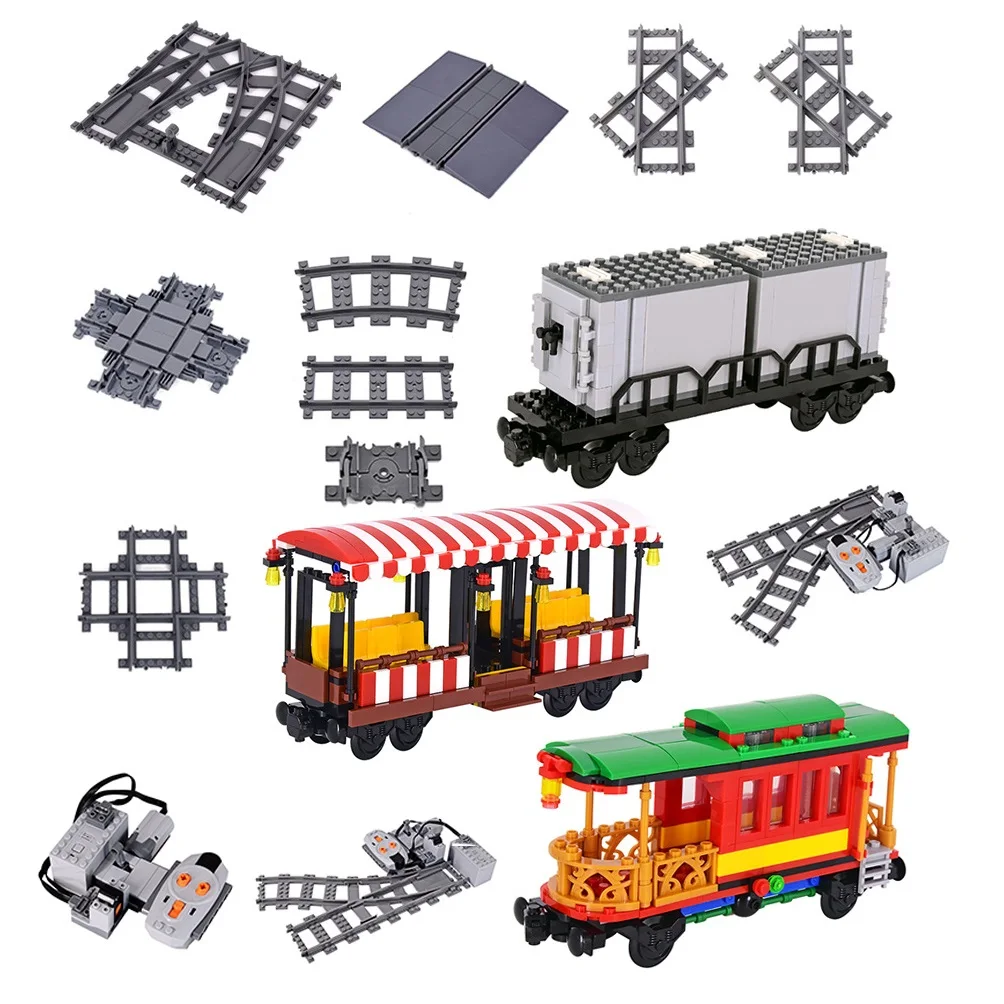 

Christmas RC Power Train Tracks building block technical Rail accessories Cross Flexible Track Parts DIY Creative Kids Toys