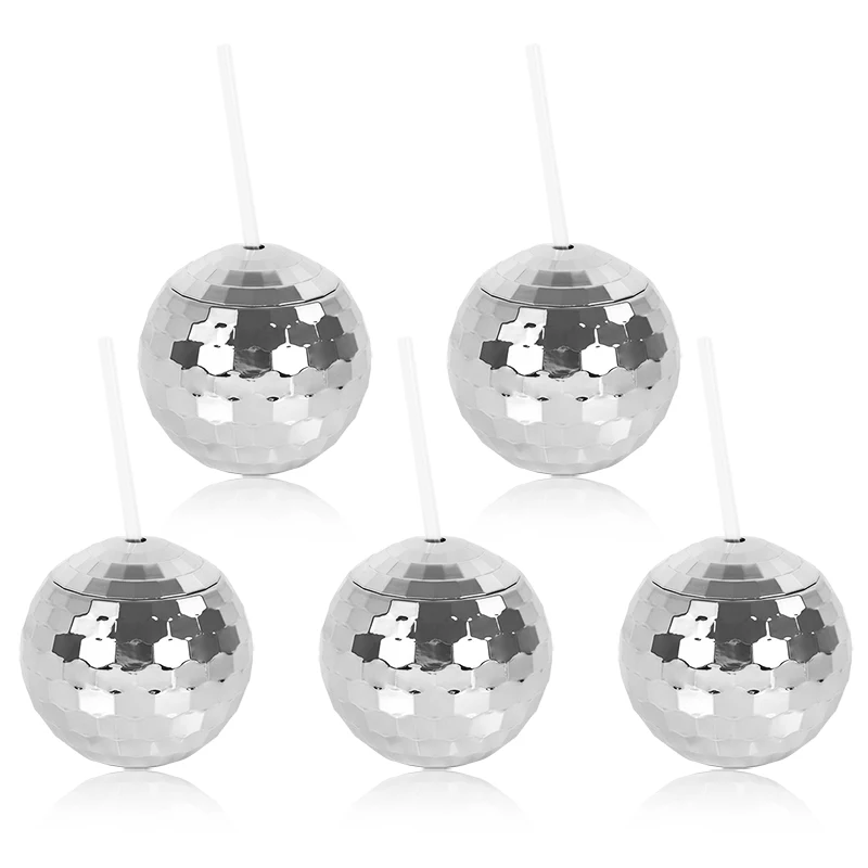 

5Pcs Disco Ball Cup with Straw Bachelorette Party Supplies Wedding Bridal Shower Cocktail Drink Cups Beach Pool Birthday Decor