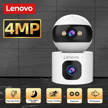 Telecamera IP Lenovo da 4 MP con doppio schermo Baby Monitor Visione notturna Monitoraggio automatico Telecamere di sorveglianza domestica CCTV