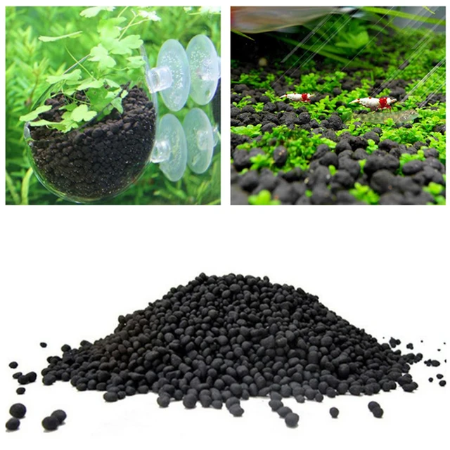 Sustrato de fertilización de plantas de agua de pecera, arena de Acuario,  tierra de arcilla negra, grava para plantas de musgo de agua plantadas  naturales, 500g