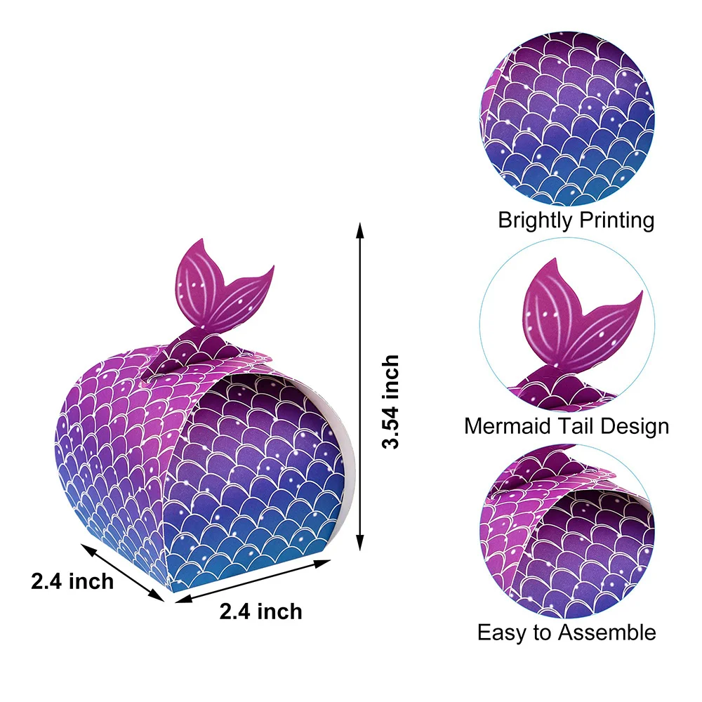 12 Sacchetti a Forma di Sirena con 12 Adesivi,Sacchetti di Carta per