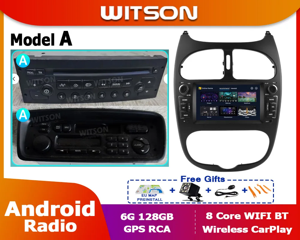 8+128 Car Radio For Peugeot 206 206CC 206SW 1998-2016 Citroen C2 2004-2008  Player Android Auto GPS Navigation Stereo UIS7862 DVD