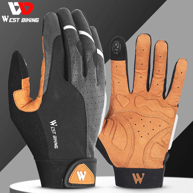 WEST BIKING Spring Autumn Cycling Gloves Full Finger Touch Screen Bike
