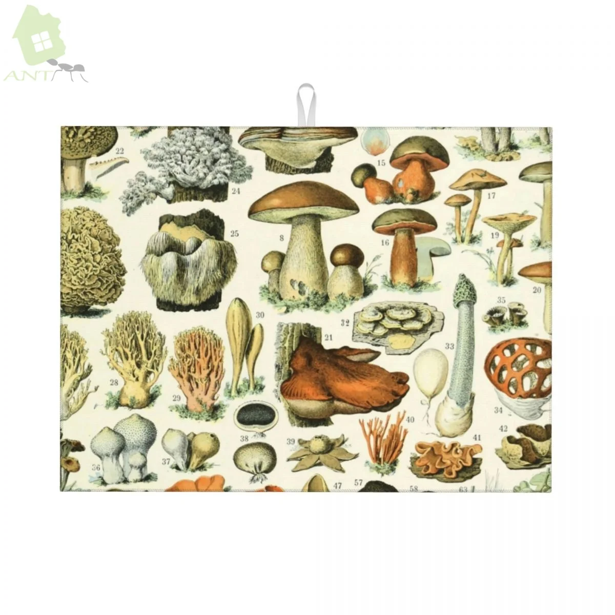 

Dish Drying Mat for Kitchen Counter, Mushroom Art Print Dish Mat Microfiber Drying Pad Dish Drainer Mats 18x24 Inch