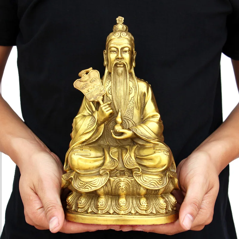 

Статуя из чистой латуни Taoist Taishanglaojun idol для семейного поклонения taiqing, искусственный Бог, бронзовая статуя, фэн-шуй, украшения для дома