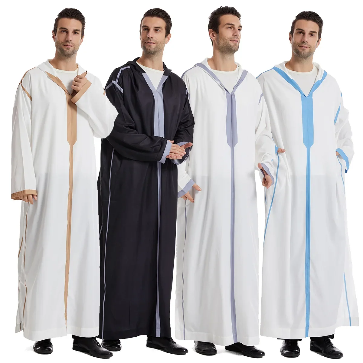 

Eid Muslim Men Jubba Thobe Mens Hooded Long Dress Islamic Ramadan Long Robe Saudi Musulman Wear Abaya Caftan Dubai Arab Dress