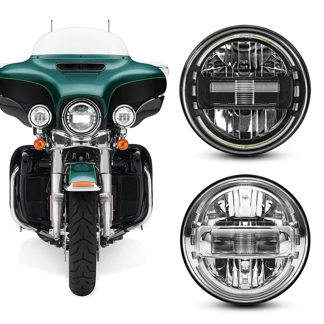 Faros Led Moto Faro LED De Motocicleta De 7 Pulgadas De 4.5 Pulgadas, Kit DOT Para Harley Davidson Fat Boy Street Glide Road King Electra Glide Ultra Classic Heritage Softail Slim Deluxe