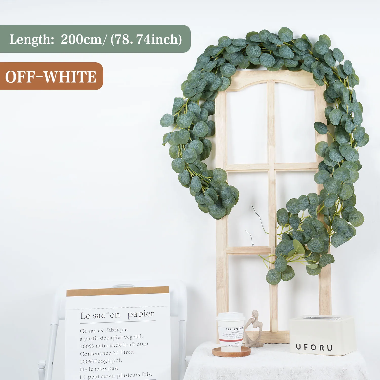TOCHGREEN 5,9 FT eucalyptus slinger kunstmatige wijnstokken nep groen slinger met gipskruid en wilgenbladeren faux hangende planten voor bruiloft thuis feest tafel muur decor (4 stuks