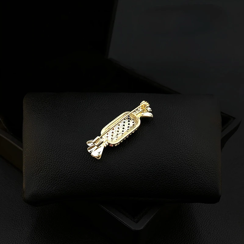 Sweet and Happy Colorful Candy Brooch Women High-End Suit Jacket Ornament Sweater Decoration Pin Corsage Rhinestone Jewelry Gift