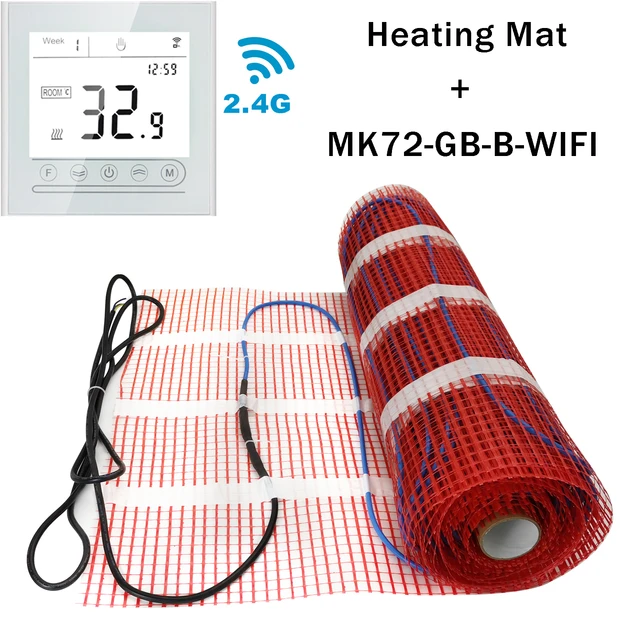 0.5-3m2 Warm Underfloor Electric Heating Mat Kits 200w/m2 Ceramic Tile  Wooden Floor Heating System With Thermostat Wifi - Electrical Wires -  AliExpress