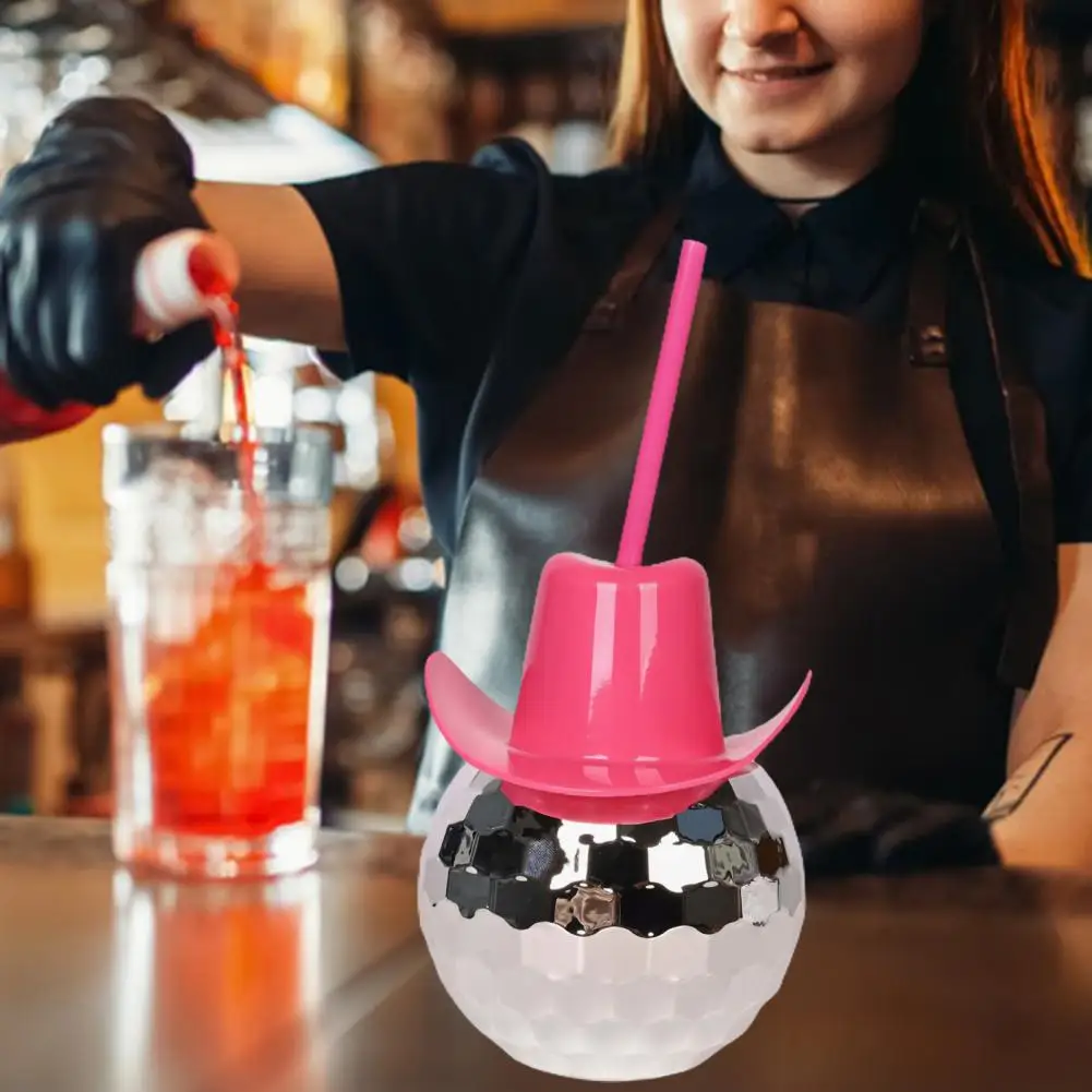 LoyGkgas Disco Ball Cup with Lid and Straws, 600ml Disco Ball Cups Cocktail  Cup KTV Nightclub Party (A) 