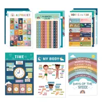 16Pcs Montessori Enlighten Early Education English Wall Chart Poster Repeatedly Busy Card Paste Matching Book for Kids Toys Gift 1