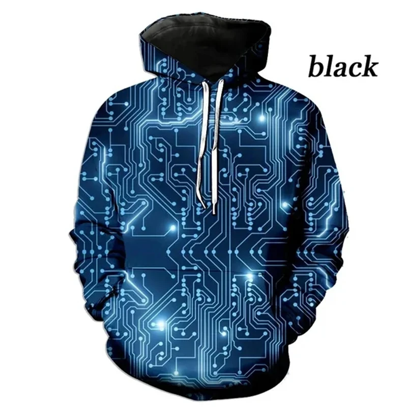 

3D printed electronic chip pattern fashionable casual boy and girl hip-hop trend top sports hoodie children's clothing
