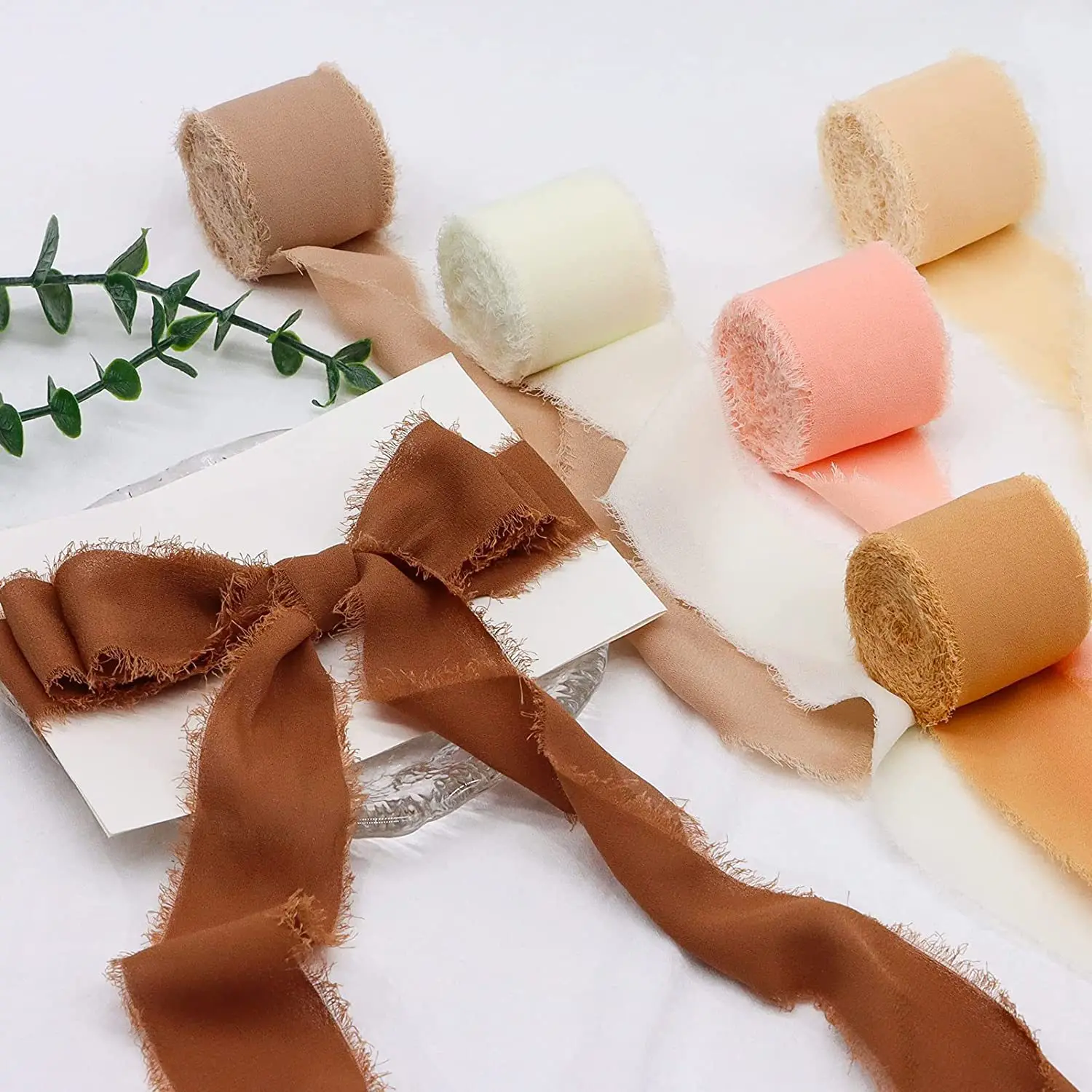 Frayed Edged Lace Ribbon Cinta Chiffon Silk Ribbon Satin Handmade Wedding Invitation Bouquets Birthday Party DIY Decoration