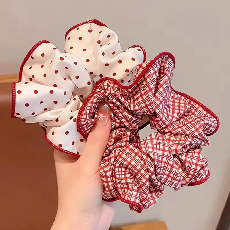 1/3 Stück hochwertige rote Haargummis mit niedlichem Punktmuster für Damen und Mädchen, weiche, elastische Haargummis, sanfte Haarbänder, modische Haaraccessoires_voghion.com