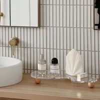 Jewelry Storage Rack Perfume Cosmetics Storage Rack Tabletop  Wooden Base Acrylic Tray Storage Tray Household Storage Tray ZF495 1