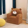 Kids Couch Fold Out to Lounger, Foldable Baby Sofa Plush for Girl and Boy Age 18 Months and Up （ Brown Bear） 6