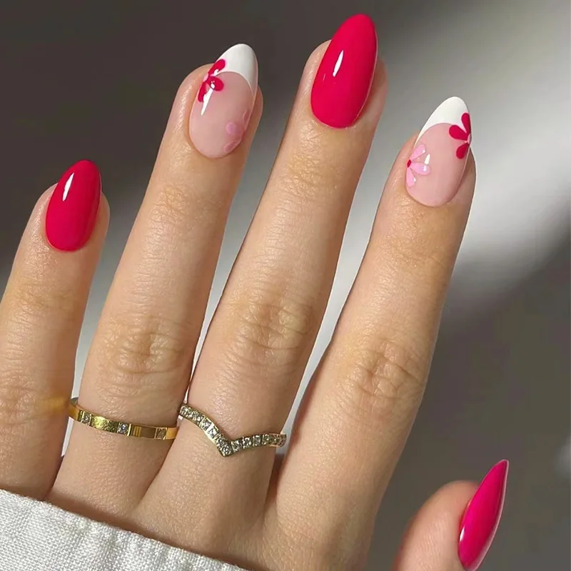 24Pcs Fake Nails Solid Nude Color Fake Nails with Jelly Glue Short Almond Press on False Nails Wearable Oval Finished Full Cover Nail Tips