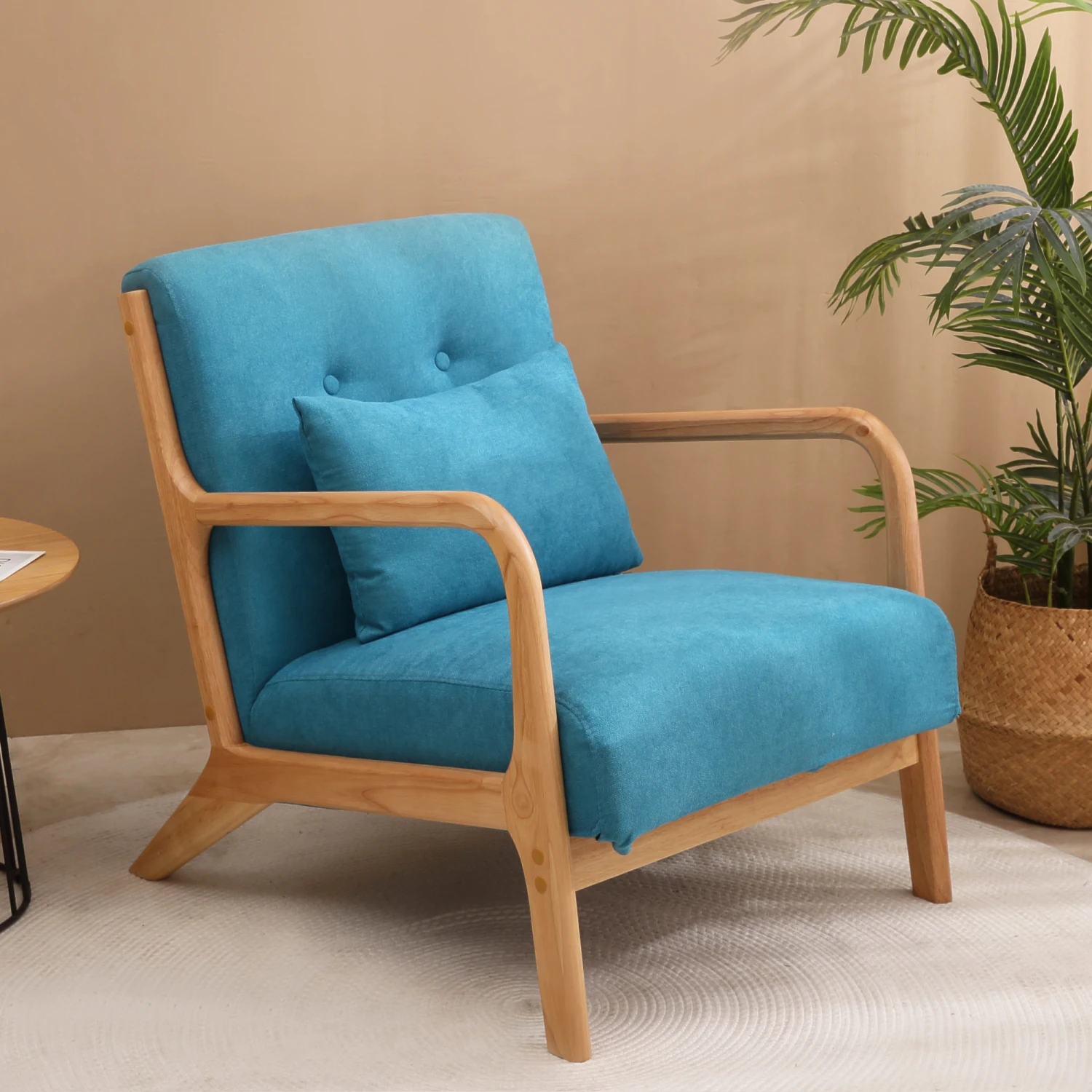 

Cozy Mid Century Modern Wood Frame Accent Chair - Upholstered Living Room Armchair with Ergonomic Design, Perfect Reading Chair