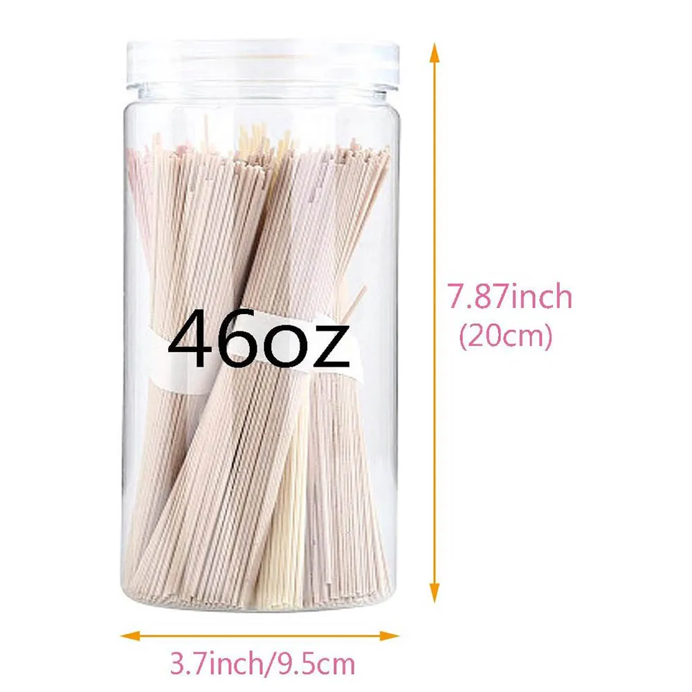 3PCS 46OZ/1360ml Clear Plastic Round Storage Jars,Empty Plastic Jar,Storage Jars with Screw on Lids for Dry goods,Noodles,Spices