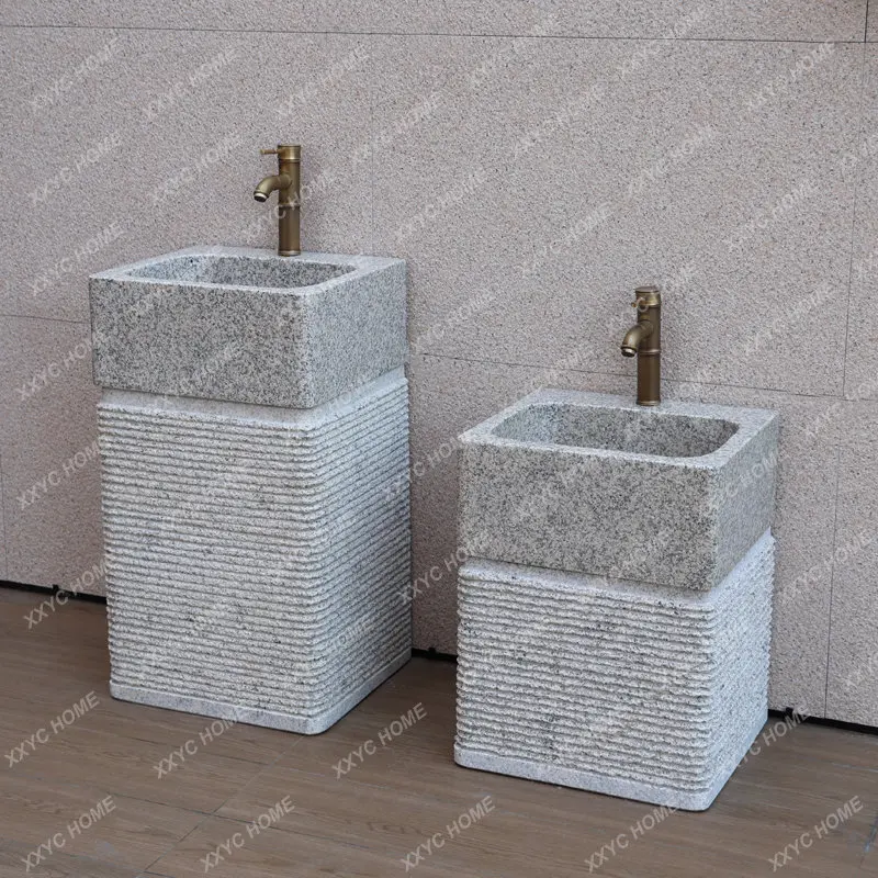 

Pedestal Basin Integrated Floor Stone Wash Basin Courtyard Washbasin Family Outdoor Pool Retro